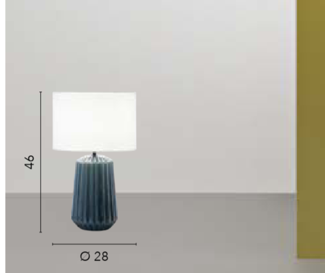 Lume in ceramica color ottanio plissettato e paralume tessuto bianco 1XE27 non incl. KIOWA Lume in ceramica color ottanio plissettato e paralume tessuto bianco 1XE27 non incl. KIOWA